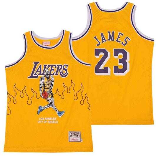 Lakers 23 Lebron James Yellow Hardwood Classics Skull Edition Jersey Yhua,We sell and wholesale Lakers 23 Lebron James Yellow Hardwood Classics Skull Edition Jersey Yhua on line form chian!